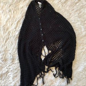 LulaRoe OS Black Poncho